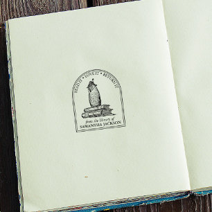 Tampons Encreurs Chouette vintage personnalisée à partir de la bibl