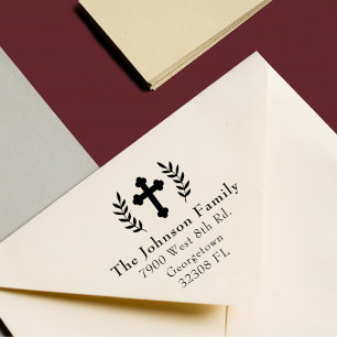 Tampons Encreurs Christian Cross Custom Elegant Adresse de retour