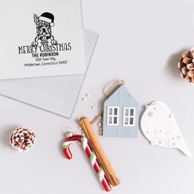 Tampons Encreurs Christmas Scottish Terrier Dog Adresse de retour (Créateur téléchargé)