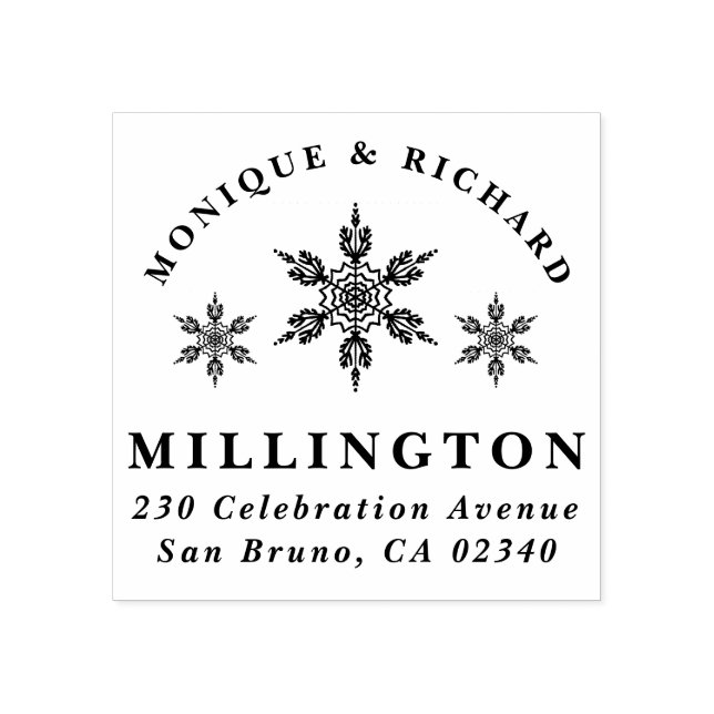 Tampons Encreurs Christmas Snowflake Couple's Names Return Adresse (Impression)