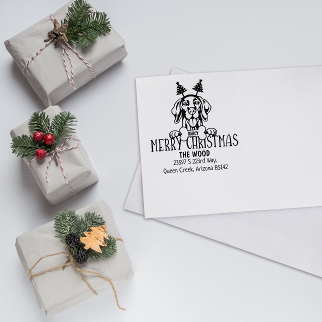 Tampons Encreurs Christmas Vizsla Chien Retour Adresse (Créateur téléchargé)