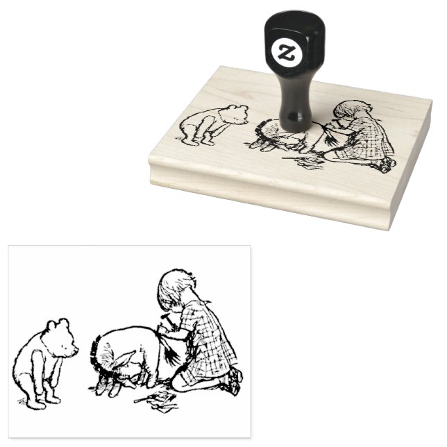 Tampons Encreurs Christopher Robin mettant la queue d'Eeyore (Tamponné)