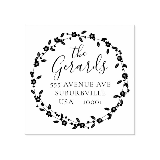 Tampons Encreurs Circulaire Wreath Family Adresse Timbre en caoutch (Impression)