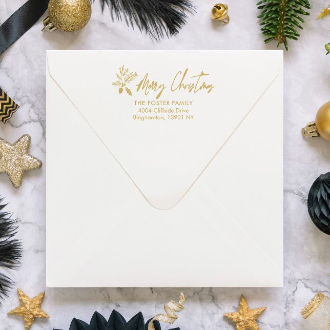 Tampons Encreurs Citation de Noël Holly Whimsical Script Retour (Créateur téléchargé)