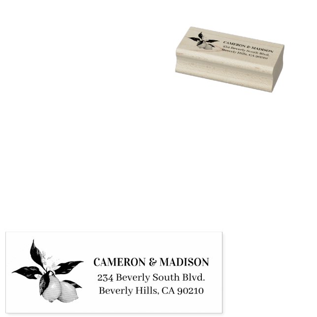 Tampons Encreurs Citrons Peints À La Main Avec Mariage Fleur (Tamponné)