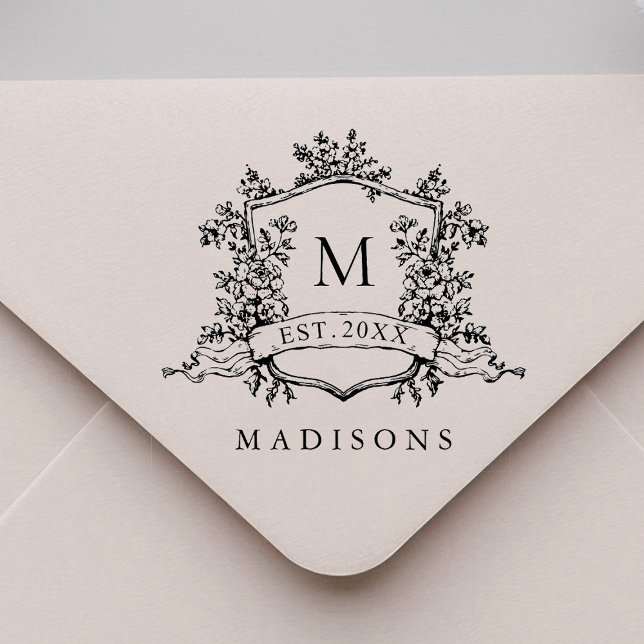 Tampons Encreurs Classic French Floral Crest Monogram (Créateur téléchargé)