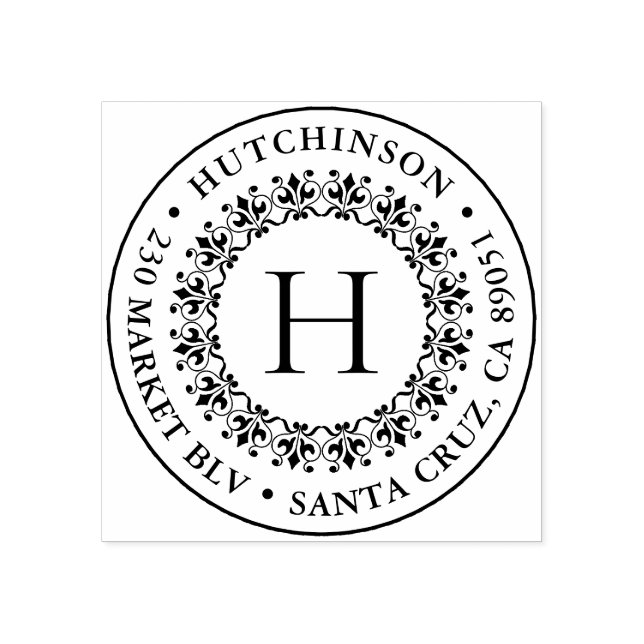 Tampons Encreurs Classic Monogramme Round Nom de famille Adresse de (Impression)