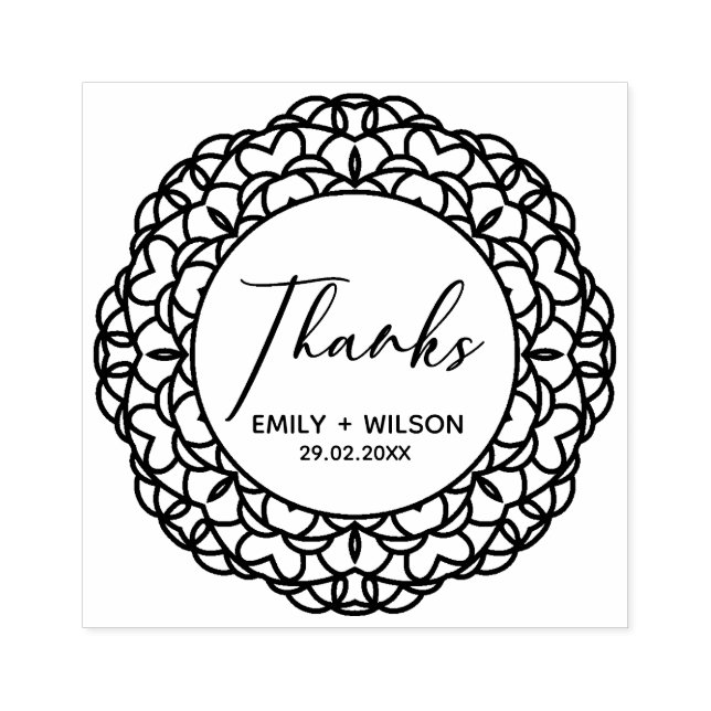 TAMPONS ENCREURS CLASSY ORNATE MANDALA SCRIPT PERSONNALISÉ MERCI MA (Impression)