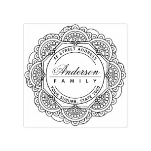 TAMPONS ENCREURS CLASSY ORNATE PERSONNALISÉ NOM DE FAMILLE RENVOI A