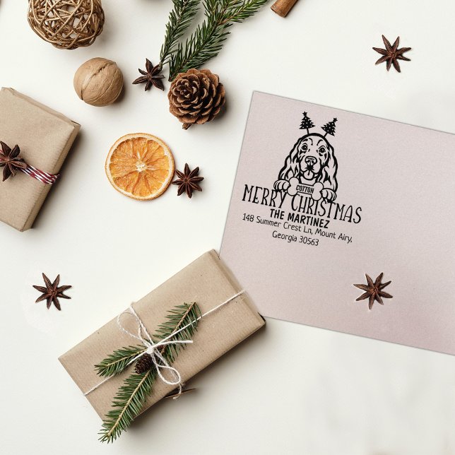Tampons Encreurs Cocker Spaniel Chien Christmas Adresse de retour (Créateur téléchargé)