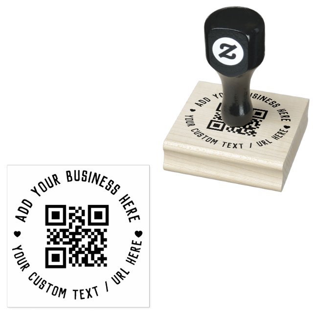 Tampons Encreurs Code QR | Black Business Modern Budget Round (Tamponné)