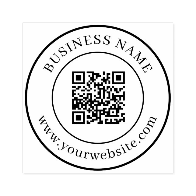 Tampons Encreurs Code QR personnalisé Texte Modèle Arrondi classiqu (Impression)