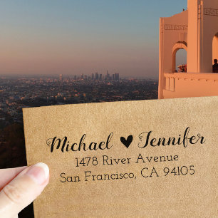 Tampons Encreurs Coeur Couple Adresse de retour Timbre en caoutchou