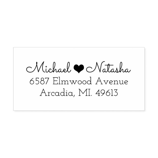 Tampons Encreurs Coeur Couple Adresse de retour Timbre en caoutchou (Impression)