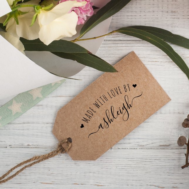 Tampons Encreurs Coeurs Et Script Fabriqués Avec Amour | Nom person (Créateur téléchargé)