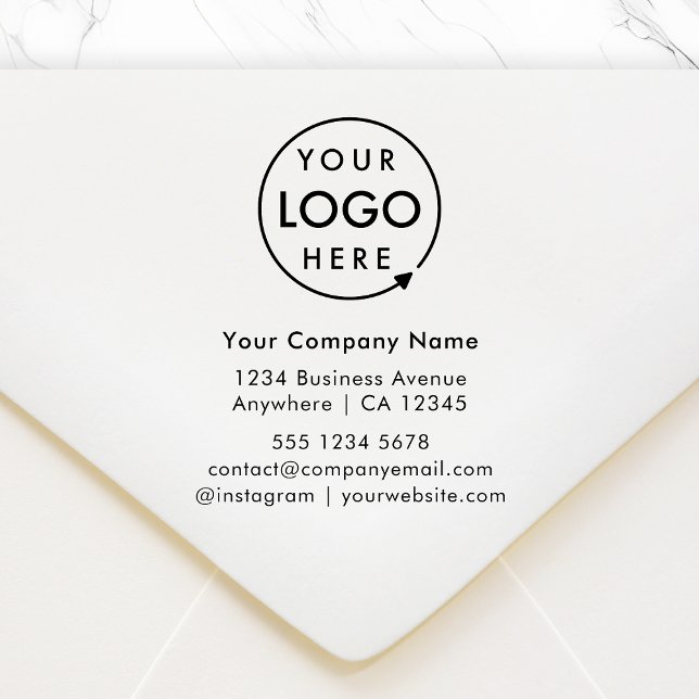 Tampons Encreurs Company Details Stamp | Business Address Logo (Business logo return address stamp by Guava, perfect for small business branding and packaging)