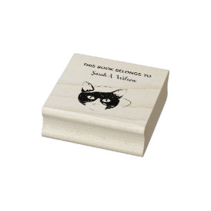 Tampons Encreurs Cool Nerdy Art Cat Book Belongs Livre personnalisé