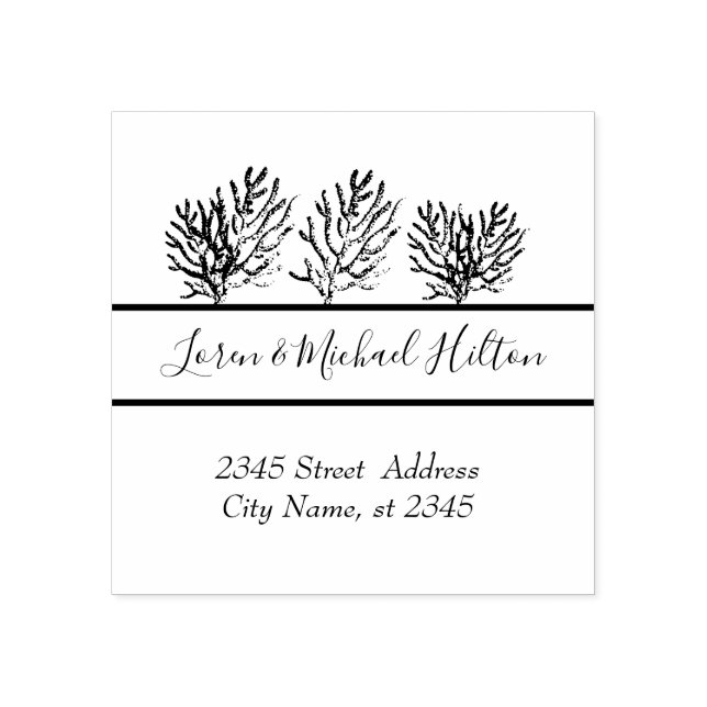 Tampons Encreurs Corail tropical typographie moderne adresse de ret (Impression)