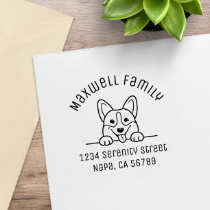 Tampons Encreurs Corgi Dog Pet Arch Adresse de famille