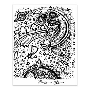 Tampons Encreurs Côté Sombre De La Lune Plaque Bookplate Bois Art T