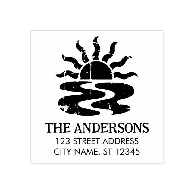 Tampons Encreurs Coucher de soleil tropical de plage d'été Adresse  (Impression)