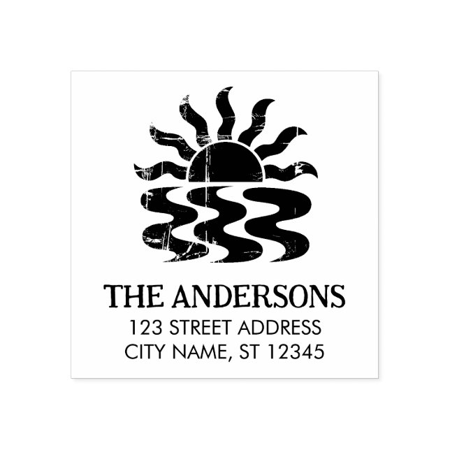 Tampons Encreurs Coucher de soleil tropical d'été Adresse de retour (Impression)