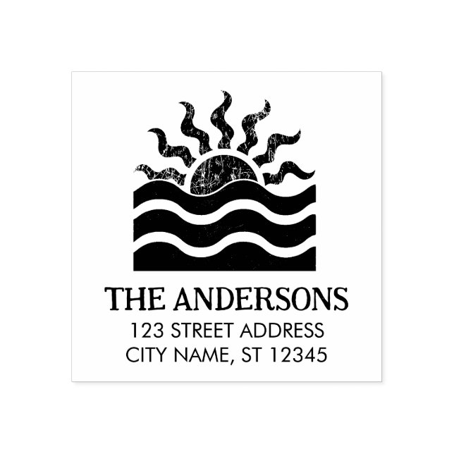 Tampons Encreurs Coucher de soleil tropical d'été Adresse de retour (Impression)