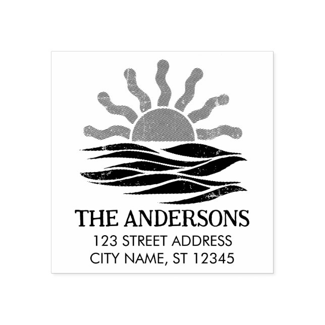 Tampons Encreurs Coucher de soleil tropical d'été plage Adresse de  (Impression)