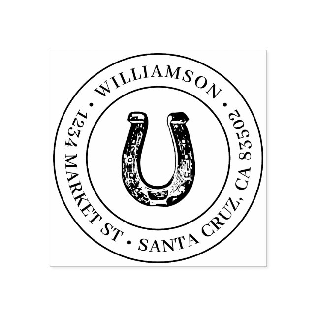 Tampons Encreurs Country Rustic Horseshoe Round Return Adresse (Impression)