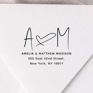 Tampons Encreurs Couple Monogram Heart Address