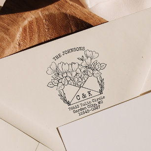 Tampons Encreurs Couples Initiales Retour Adresse Fleurs