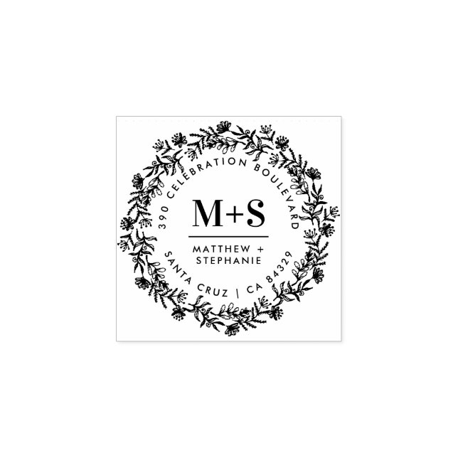 Tampons Encreurs Courbe Florale Nouveaux Mauvais Maux Initiales Adr (Impression)