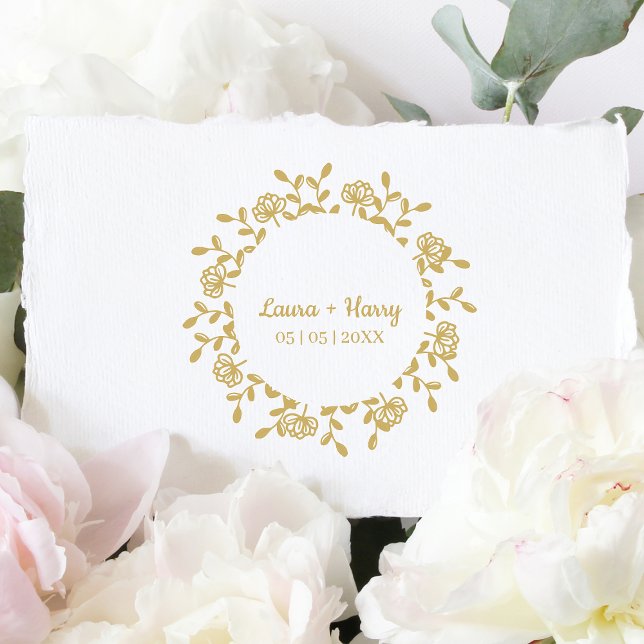 Tampons Encreurs Couronne avec Fleurs sauvages en noir pour Mariage (Créateur téléchargé)