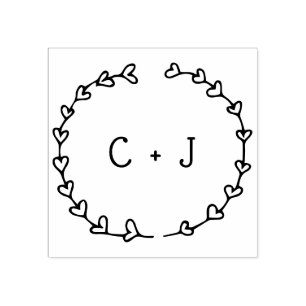 Tampons Encreurs Couronne de coeur romantique Monogramme personnali