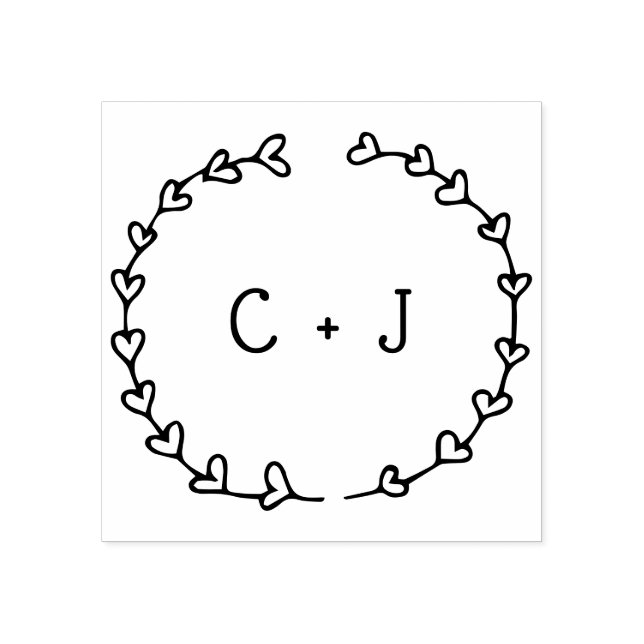 Tampons Encreurs Couronne de coeur romantique Monogramme personnali (Impression)