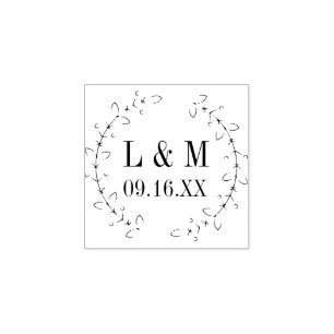Tampons Encreurs Couronne de feuillage romantique Mariage Personnal