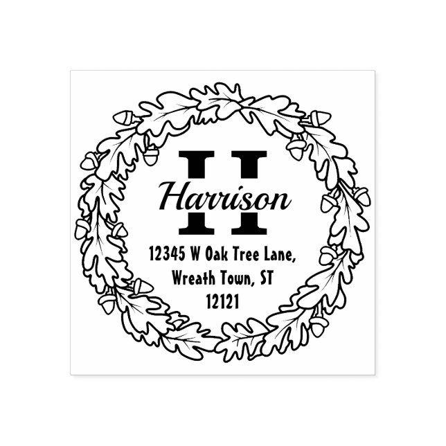 Tampons Encreurs Couronne de feuilles de chêne | Adresse de retour  (Impression)