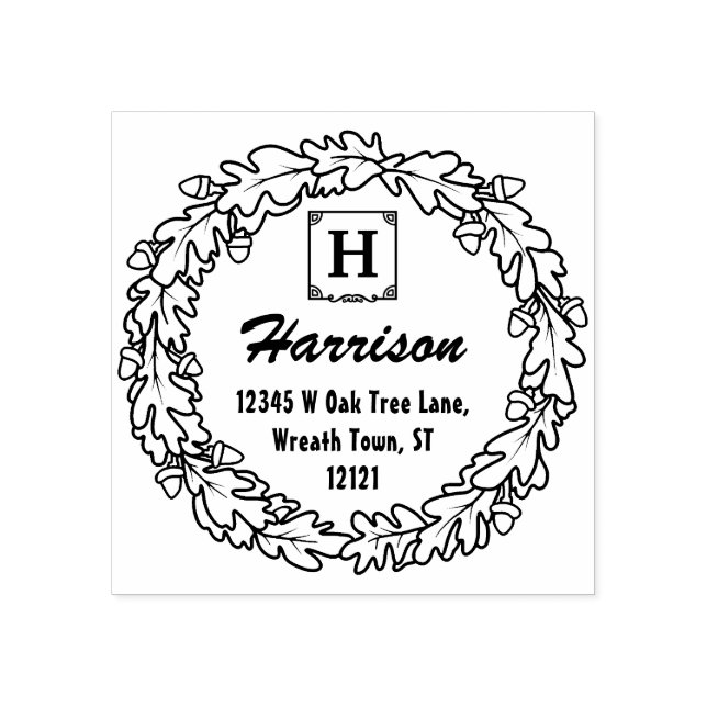 Tampons Encreurs Couronne de feuilles de chêne | Adresse de retour  (Impression)