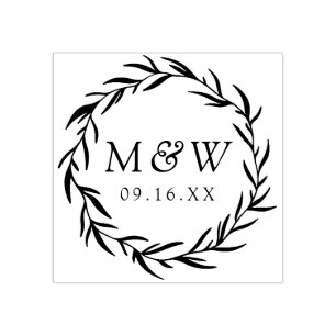 Tampons Encreurs Couronne de laurier Monogramme Mariage