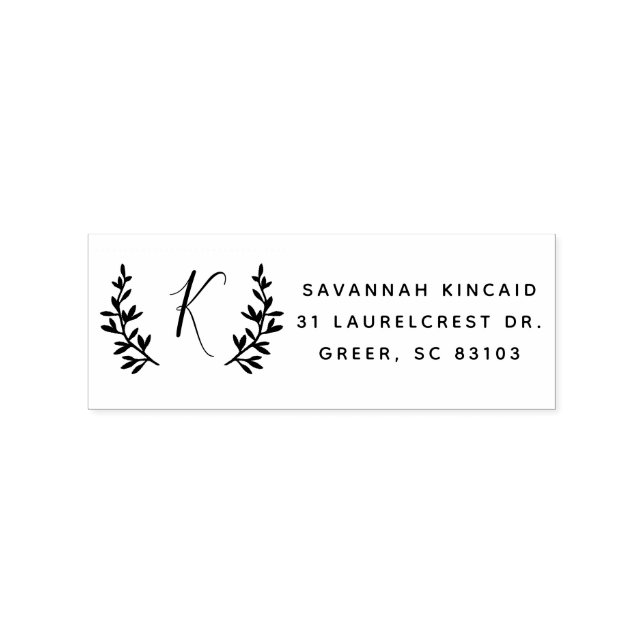 Tampons Encreurs Couronne de laurier rustique monogramme adresse de (Impression)