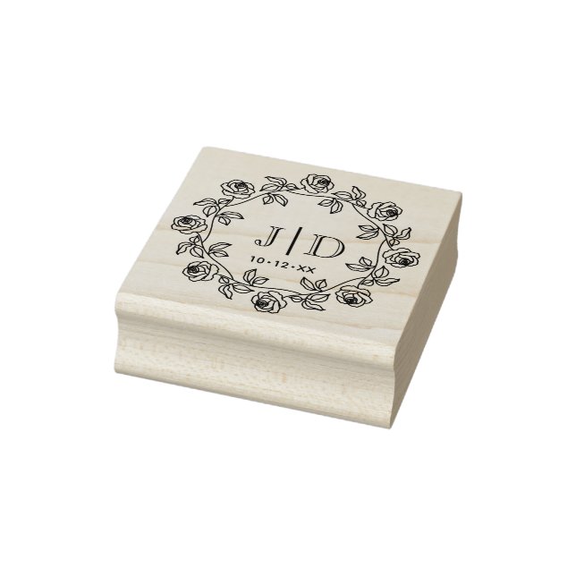 Tampons Encreurs Couronne de Roses Deux Initiales Monogramme de Mar (Tampon)