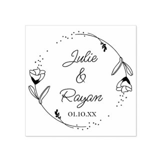 Tampons Encreurs Couronne florale botanique, Prénoms