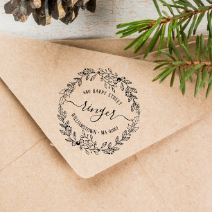 Tampons Encreurs Couronne florale de Noël élégante Adresse