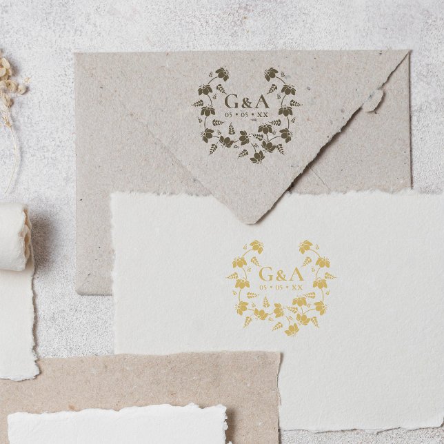 Tampons Encreurs Couronne florale élégante Initiales de mariage (Créateur téléchargé)