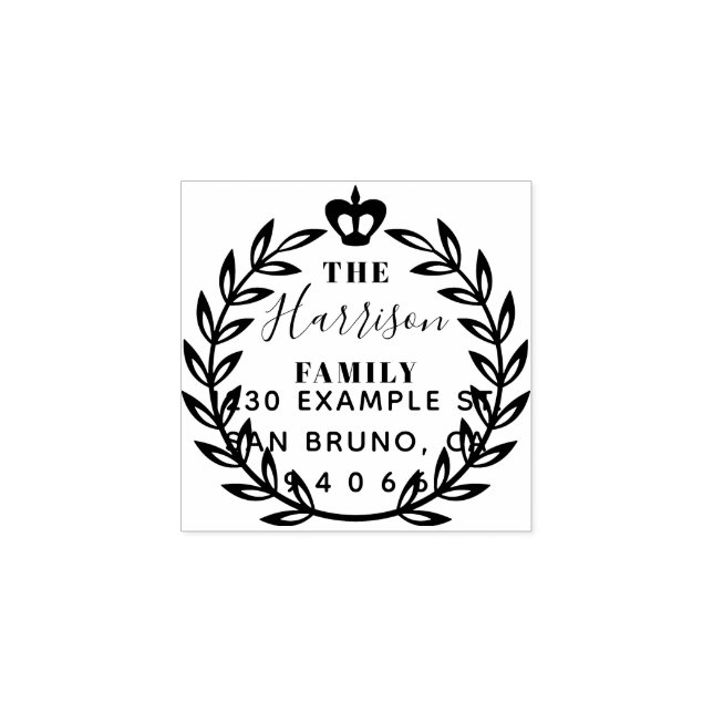 Tampons Encreurs Couronne florale Nom de famille Adresse de retour (Impression)