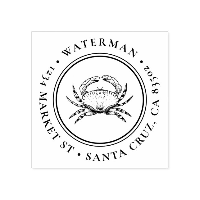 Tampons Encreurs Crabe à main | Arrondir l'adresse de retour nautiq (Impression)