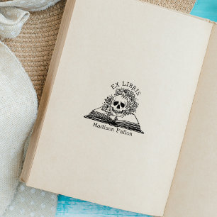 Tampons Encreurs Crâne Floral Ex Libris Livre de Bibliothèque
