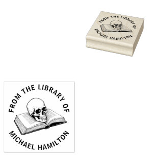 Tampons Encreurs Crâne Vintage de la bibliothèque de livre nom pers