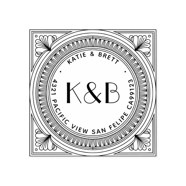 Tampons Encreurs Create Your Own Art Deco Wooden Address (Impression)