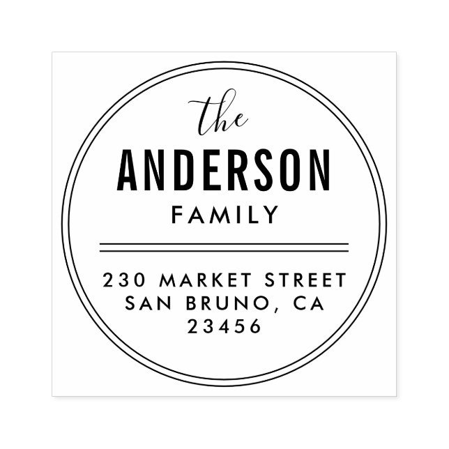 Tampons Encreurs Créer votre propre nom de famille Rond Adresse de  (Impression)